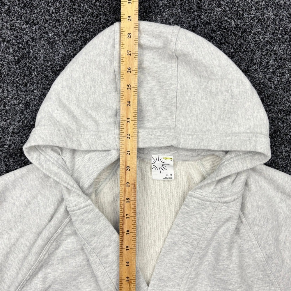 OFFLINE by Aerie Womens XL Gray Deep V-Neck Cropped French Terry Hoodie 8080805 - Picture 5 of 10